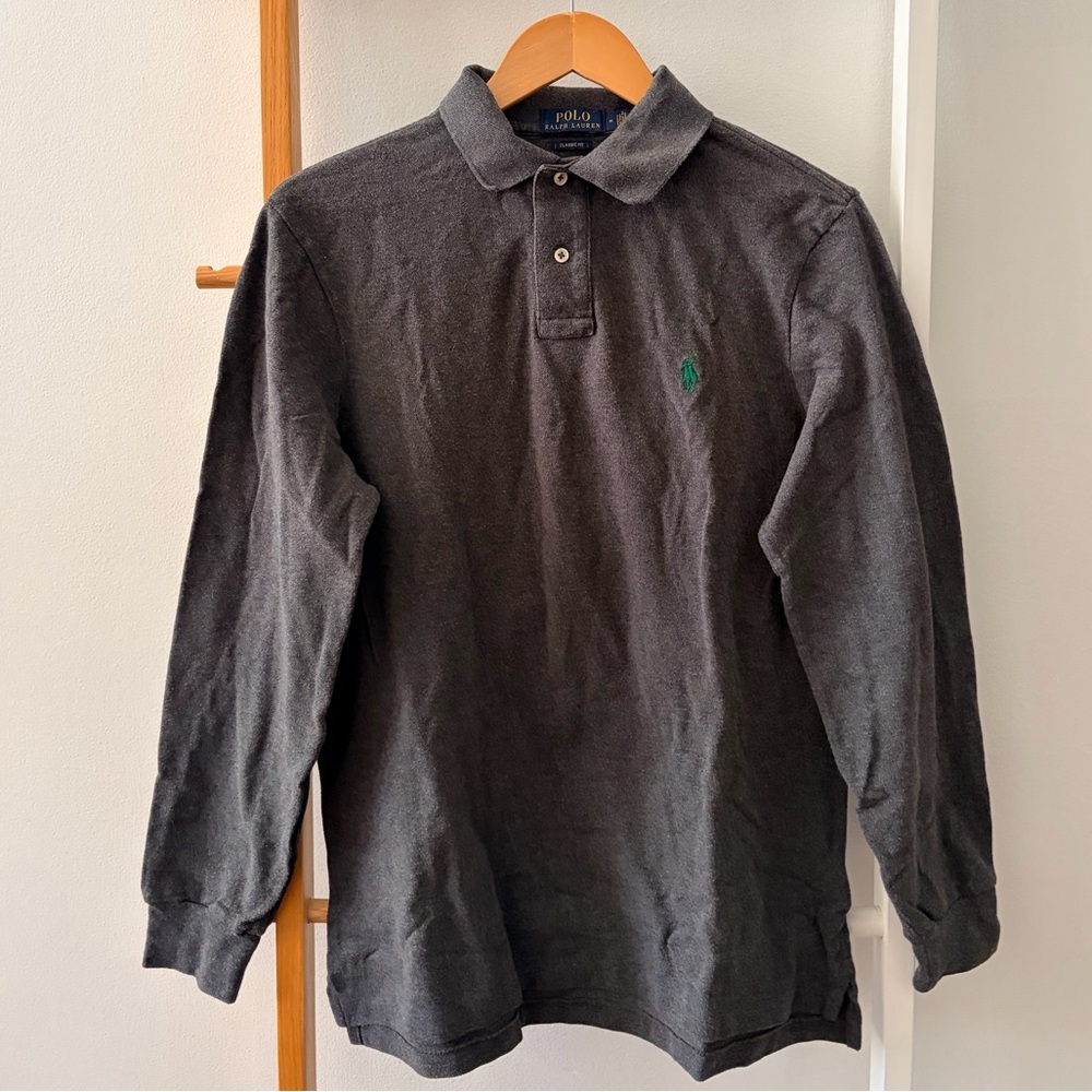 Men’s Polo by Ralph Lauren Dark Gray Polo Long Sleeve Shirt